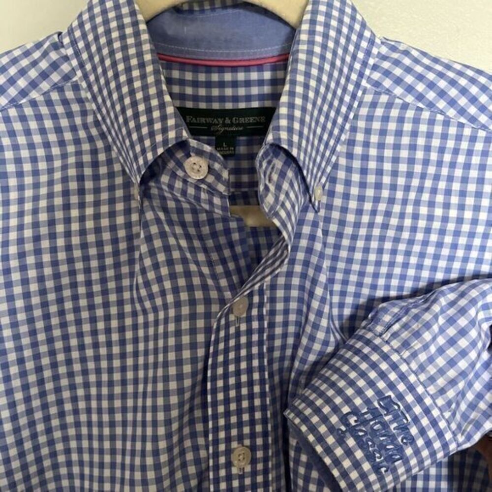 Fairway & Greene PGA The Honda Classic Gingham Check Button Down L Shirt Men's